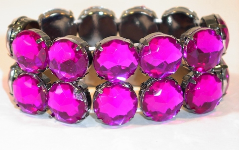Armband met strass stenen paars/roze