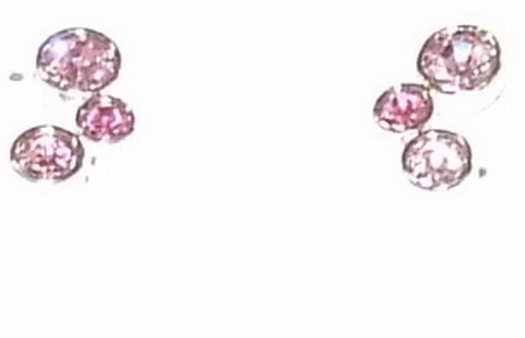 Oorbellen roze 98009 | Oorbellen met 3 strass steentjes roze