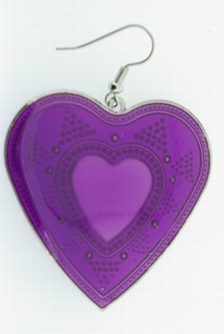Oorbellen hart paars 4270 | Trendy paarse hart oorbellen