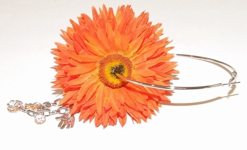 Oorbel bloem 64110 | Bloemoorbel met bedels GTST oranje