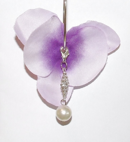 Oorbel bloem 77101 | Bloemoorbel viool lila met bedels GTST