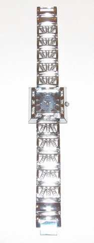 Horloge vierkante paarse wijzerplaat met strass steentjes