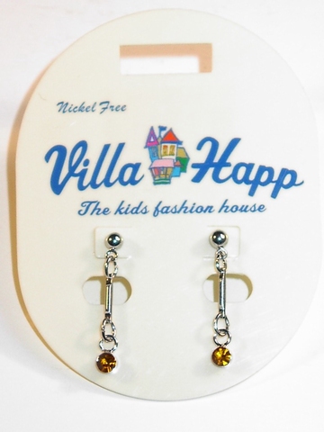 Villa Happ oorbellen  hangend staafje met strass steentje
