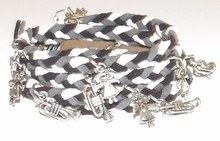 Wikkel armband met bedels zwart/wit/grijs 