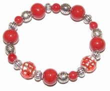 Armband rood 49199 | Trendy rode armband glaskralen 