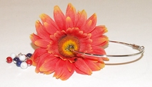 Oorbel bloem 909 | Bloemoorbel MAXIMA met bedels GTST oranje 